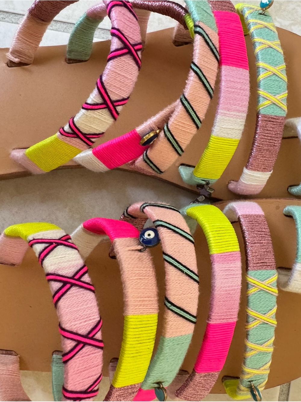 Women's Multi-Color Strappy Sandals - Pink & Mint - Picture 2 of 3